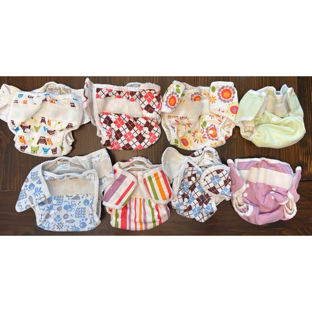 Thirsties Cloth Diaper Covers Size One Multicolor Reusable Lot Of 8
